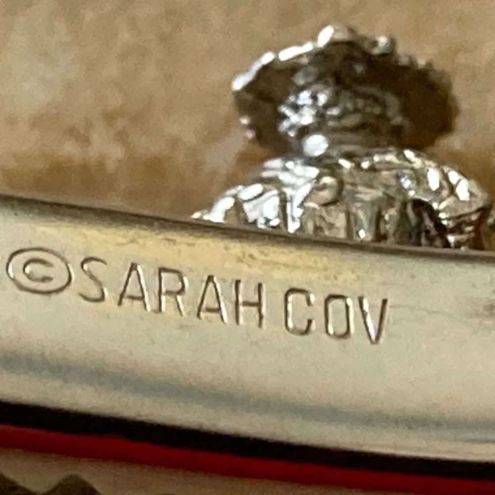 Vintage 1959 Cufflinks & Tie Bar Tom Sawyer No 5931 signed  Sarah Coventry